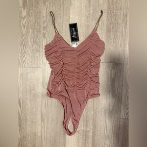 Pink Ruched Bodysuit